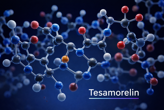 Tesamorelin peptide molecular structure used in laboratory research