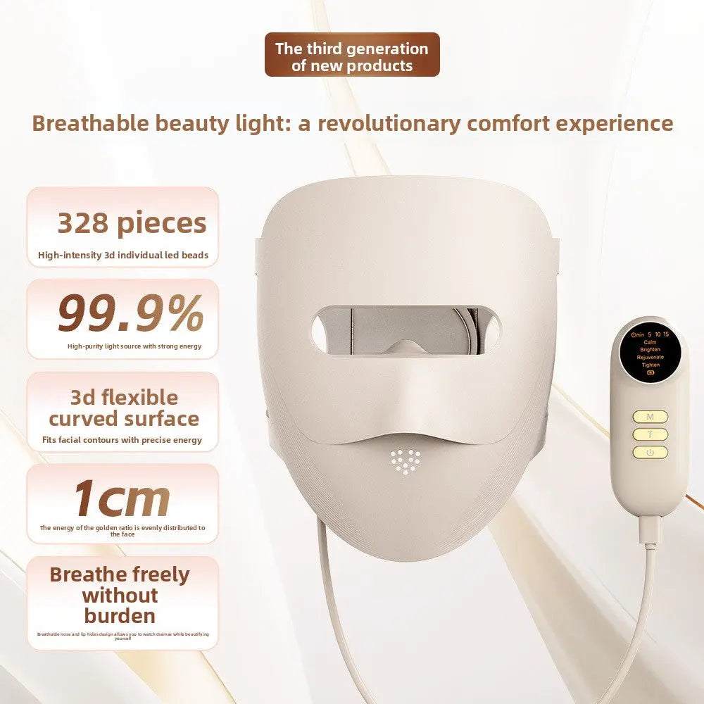 Cordless LED facial mask with adjustable intensity settings for acne and fine lines
