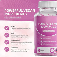 Gummies vitaminées à la biotine pour favoriser la pousse, la force et le soin du cuir chevelu