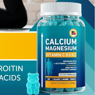 Calcium & Magnesium Height Growth Gummies with Vitamin D3 & K2 for Bone Development and Growth Support SONOCOUTURE