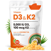 Coconut Flavor Vitamin D3 and K2 Dietary Supplement Softgels Sonocouture
