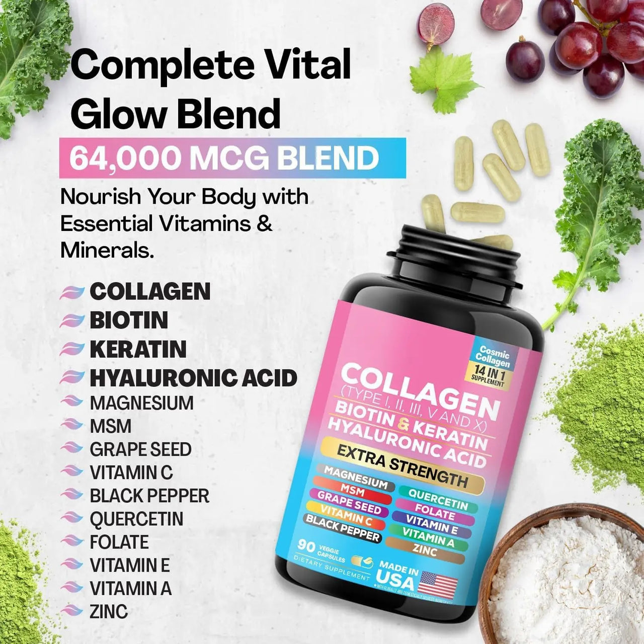 Biotin & Collagen Capsules for Hair, Skin & Nails sonocouture