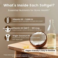 Coconut Flavor Vitamin D3 and K2 Dietary Supplement Softgels Sonocouture