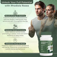 Standardized rhodiola rosea capsules 60 count bottle plant-based adaptogen supplement