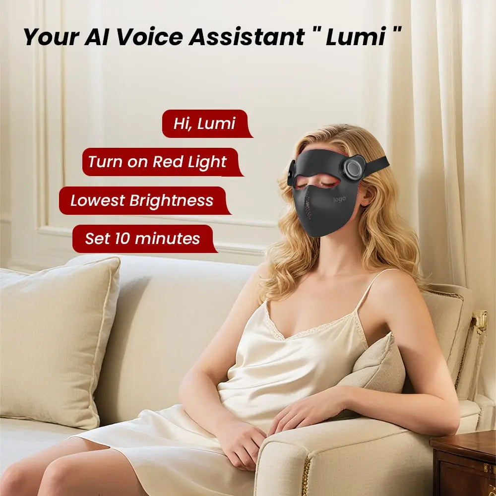 TLM300PRO LED Red Light Therapy Face Mask — Medical-Grade 7-Color Photon Treatment with AI Voice Control, 288 LEDs, 1800mAh Rechargeable, Anti-Aging Wrinkle & Acne Treatment, Lightweight 375g SONOCOUTURE