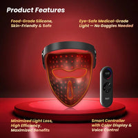 TLM300PRO LED Red Light Therapy Face Mask — Medical-Grade 7-Color Photon Treatment with AI Voice Control, 288 LEDs, 1800mAh Rechargeable, Anti-Aging Wrinkle & Acne Treatment, Lightweight 375g SONOCOUTURE