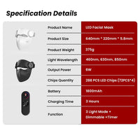 TLM300PRO LED Red Light Therapy Face Mask — Medical-Grade 7-Color Photon Treatment with AI Voice Control, 288 LEDs, 1800mAh Rechargeable, Anti-Aging Wrinkle & Acne Treatment, Lightweight 375g SONOCOUTURE